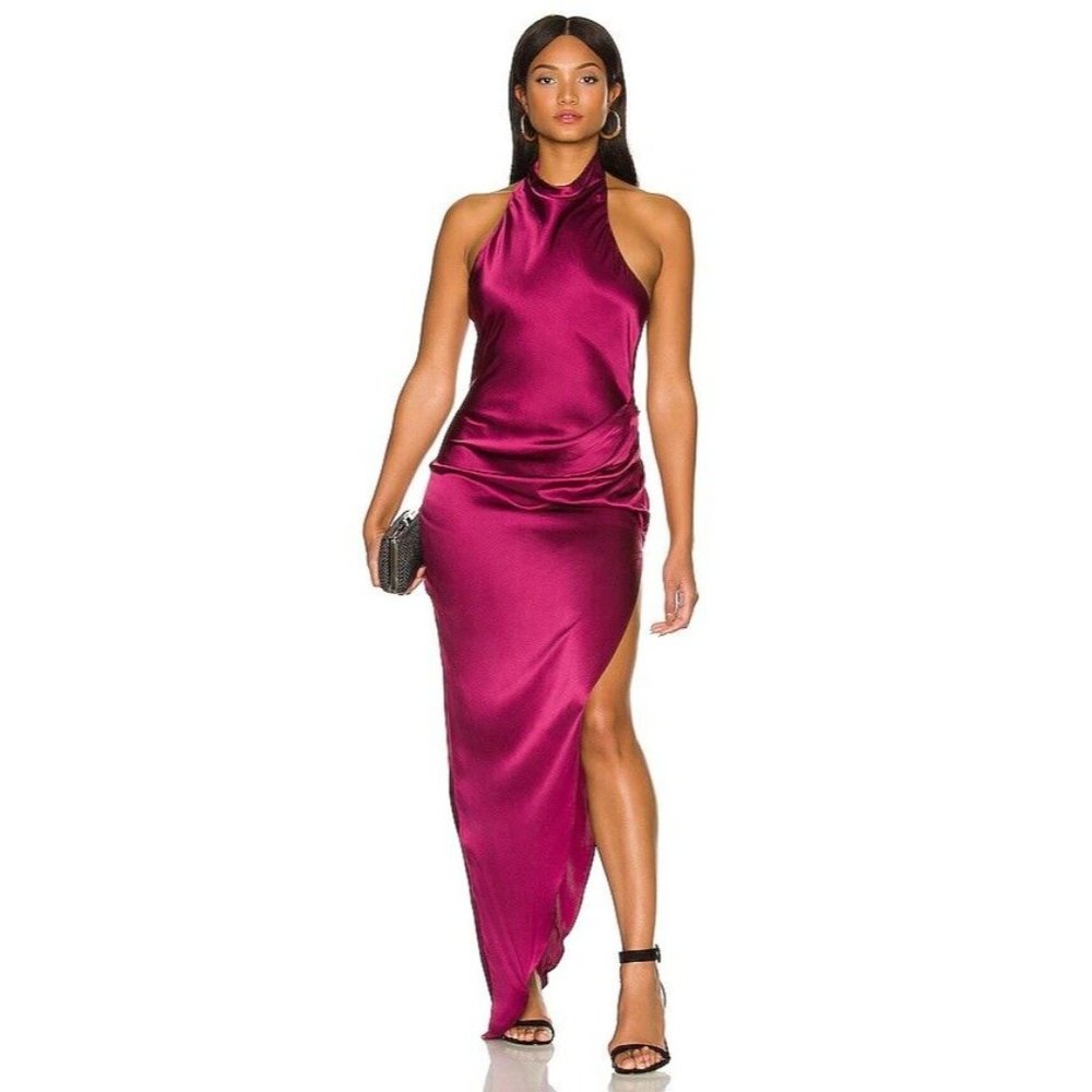 Amanda Uprichard X REVOLVE Samba Gown Aubergine Silk
